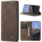 Samsung Galaxy S23 5G CaseMe 013 Wallet Flip Cover Magnetic Closing Cover Card Slots - Brown - Cover CaseMe