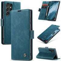 Samsung Galaxy S23 Ultra CaseMe 013 Wallet Flip Cover Magnetic Closing Cover Card Slots - Blue - Cover CaseMe