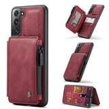 Samsung Galaxy S22 - CaseMe C20 Rear Zip Wallet Cover 2 Card Slots plus Photo ID Slot - Red - Cover CaseMe