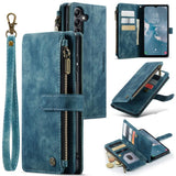 Samsung Galaxy A14 CaseMe C30 Multifunction Wallet Zip Pocket 7 Card Slots - Blue - Cover CaseMe