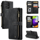 CaseMe C30 Multifunction Wallet Zip Pocket 7 Card Slots for Samsung Galaxy A52 5G / A52S 5G / A52 4G - Black - Cover CaseMe