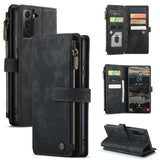 Samsung Galaxy S22 5G - CaseMe C30 Multifunction Wallet Zip Pocket 7 Card Slots - Black - Cover CaseMe