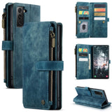 Samsung Galaxy S22 5G - CaseMe C30 Multifunction Wallet Zip Pocket 7 Card Slots - Blue - Cover CaseMe