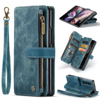 Samsung Galaxy Z Fold 4 5G - CaseMe C30 Multifunction Wallet Zip Pocket Multiple Card Slots - Blue - Cover CaseMe