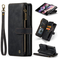 Samsung Galaxy Z Fold 4 5G - CaseMe C30 Multifunction Wallet Zip Pocket Multiple Card Slots - Black - Cover CaseMe