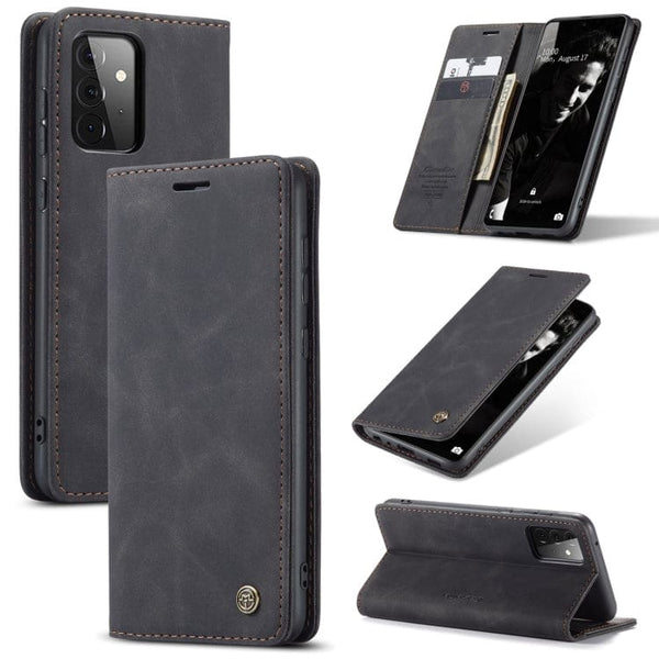 CaseMe Wallet Flip Cover with Magnetic Closing Front Cover Card Slots Wallet - For Samsung Galaxy A73 5G - Black - Cover CaseMe