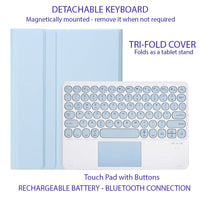Apple iPad 9.7 (2017/2018) / iPad Pro 9.7 / Air 2 / Air 9.7 1st Gen - Candy Bluetooth Detachable Keyboard/Cover Touchpad Round Keycaps - 