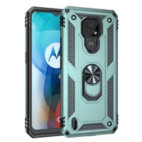 Armor Rugged Protective Case with Metal Ring/Stand for Motorola Moto E7 - Green - acc Noco