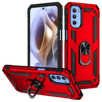 Armor Rugged Protective Case with Metal Ring/Stand for Motorola Moto G31 / Moto G41 - Red - acc Noco