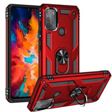 Armor Rugged Protective Case with Metal Ring/Stand for Motorola Moto G50 - Red - acc Noco