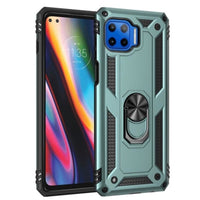 Armor Rugged Protective Case with Metal Ring/Stand for Motorola Moto G 5G Plus - Green - acc Noco