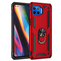 Armor Rugged Protective Case with Metal Ring/Stand for Motorola Moto G 5G Plus - Red - acc Noco