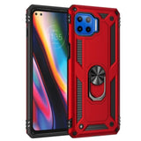 Armor Rugged Protective Case with Metal Ring/Stand for Motorola Moto G 5G Plus - Red - acc Noco