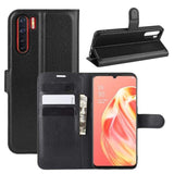 Deluxe Flip Cover Case Credit Card Slots Magnetic Closing - For Oppo A91 / F15 / Reno 3 - Black - acc Noco