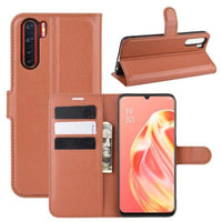 Deluxe Flip Cover Case Credit Card Slots Magnetic Closing - For Oppo A91 / F15 / Reno 3 - Brown - acc Noco