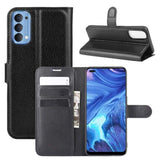 Phone Wallet with Flip Front Card Slots Leather Texture - For OPPO RENO 4 Phone - Black - acc Noco