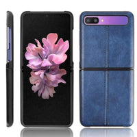 Stitched Leather Texture Protective Cover for Samsung Galaxy Z Flip - Blue - acc Noco