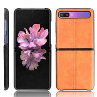 Stitched Leather Texture Protective Cover for Samsung Galaxy Z Flip - Orange - acc Noco