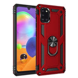 Armor Rugged Protective Case with Metal Ring/Stand for Samsung Galaxy A31 - Red - acc Noco