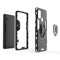 Shockproof Rugged Protective Case with Rotating Metal Ring/Stand for Samsung Galaxy A21S - acc Noco
