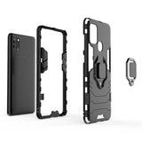 Shockproof Rugged Protective Case with Rotating Metal Ring/Stand for Samsung Galaxy A21S - acc Noco