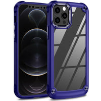 Apple iPhone 12 / 12 Pro Campro Shockproof Cover Transparent Rear Panel with Camera Protection Ring - Blue - Cover Noco