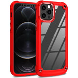 Apple iPhone 12 / 12 Pro Campro Shockproof Cover Transparent Rear Panel with Camera Protection Ring - Red - Cover Noco