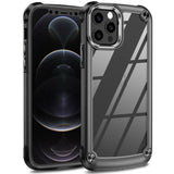 Apple iPhone 12 / 12 Pro Campro Shockproof Cover Transparent Rear Panel with Camera Protection Ring - Black - Cover Noco