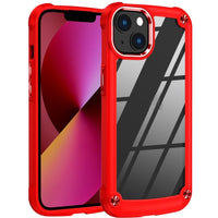 Apple iPhone 13 Campro Shockproof Cover Transparent Rear Panel with Camera Protection Ring - Red - Cover Noco
