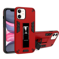 Shockproof Rugged Protective Cover with Metal Patch / Fold Out Stand for Apple iPhone 11 - Metallic Red - acc Noco