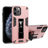Shockproof Rugged Protective Cover with Metal Patch / Fold Out Stand for Apple iPhone 11 Pro - Metallic Rose - acc Noco