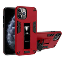Shockproof Rugged Protective Cover with Metal Patch / Fold Out Stand for Apple iPhone 11 Pro - Metallic Red - acc Noco