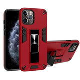 Shockproof Rugged Protective Cover with Metal Patch / Fold Out Stand for Apple iPhone 11 Pro Max - Metallic Red - acc Noco