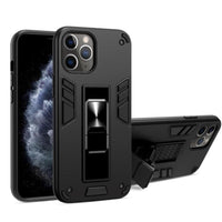 Shockproof Rugged Protective Cover with Metal Patch / Fold Out Stand for Apple iPhone 12 / iPhone 12 Pro - Black - acc Noco