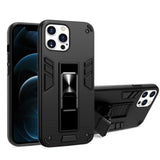 Shockproof Rugged Protective Cover with Metal Patch / Fold Out Stand for Apple iPhone 13 - Black - acc Noco