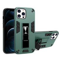 Shockproof Rugged Protective Cover with Metal Patch / Fold Out Stand for Apple iPhone 13 - Green - acc Noco