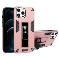 Shockproof Rugged Protective Cover with Metal Patch / Fold Out Stand for Apple iPhone 13 - Metallic Rose - acc Noco