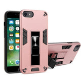 Shockproof Rugged Protective Cover with Metal Patch / Fold Out Stand for Apple iPhone 7 / iPhone 8 / iPhone SE 2020 - Metallic Rose - acc 