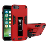 Shockproof Rugged Protective Cover with Metal Patch / Fold Out Stand for Apple iPhone 7 / iPhone 8 / iPhone SE 2020 - Metallic Red - acc 