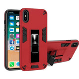 Shockproof Rugged Protective Cover with Metal Patch / Fold Out Stand for Apple iPhone XS Max - Metallic Red - acc Noco