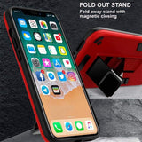 Shockproof Rugged Protective Cover with Metal Patch / Fold Out Stand for Apple iPhone X / iPhone XS - acc Noco