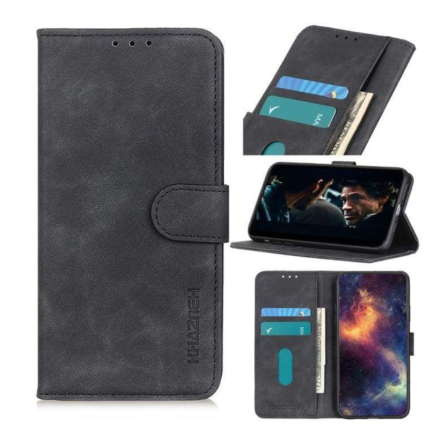 Deluxe Calf Skin Texture Flip Phone Cover/Wallet - For Umidigi A7 Pro Phone - Black - acc Noco