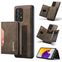 DG Shockproof Cover with Magnetic Detachable Wallet with Card Slots - For Samsung Galaxy A72 4G/5G - Coffee Brown - Cover DG Ming