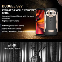 Doogee S99 Rugged Phone 8GB+128GB Helio G96 Processor 108MP Samsung Camera +64MP Night Vision 6.3 FHD+ Screen 6000mA Battery - Black -