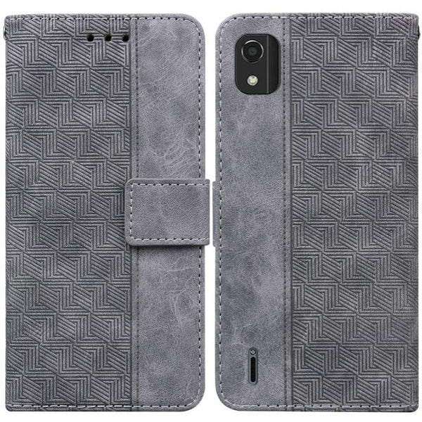 Nokia C2 2nd Edition Embossed Leather Flip Cover Card Slots - Grey - Cover Noco