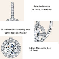 V Jewellery - S925 Sterling Silver 6.5mm 1.0ct Moissanite Gem and CZ Earrings E002 - Jewelry Noco