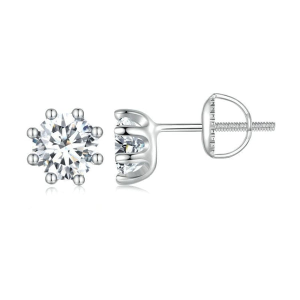 V Jewellery - S925 Sterling Silver 6mm 0.8ct Moissanite Gem Earrings E008 - Jewelry Noco