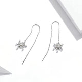 V Jewellery - S925 Sterling Silver Snowflake Chain Hook Earrings E1305 - Jewelry Noco