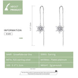 V Jewellery - S925 Sterling Silver Snowflake Chain Hook Earrings E1305 - Jewelry Noco