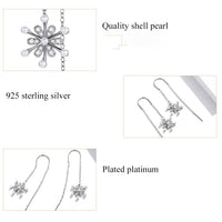 V Jewellery - S925 Sterling Silver Snowflake Chain Hook Earrings E1305 - Jewelry Noco